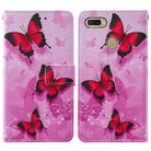 For Oppo A7 / A5S / A12 Cross Texture Painting Pattern Horizontal Flip Leather Case with Holder & Card Slots & Wallet & Lanyard(Pink Butterfly) - 3