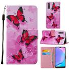 For Vivo Y17 / Y15 / Y12/ U10 / Y11 / Y3 Cross Texture Painting Pattern Horizontal Flip Leather Case with Holder & Card Slots & Wallet & Lanyard(Pink Butterfly) - 1