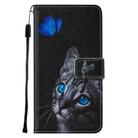 For Vivo Y17 / Y15 / Y12/ U10 / Y11 / Y3 Cross Texture Painting Pattern Horizontal Flip Leather Case with Holder & Card Slots & Wallet & Lanyard(Blue Butterfly Cat Eye) - 2