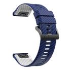 For Garmin Fenix 7 22mm Kalebol Two Color Carbon Fiber Print Silicone Watch Band(Royal Blue White) - 3
