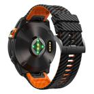 For Garmin Fenix 7 22mm Kalebol Two Color Carbon Fiber Print Silicone Watch Band(Black Orange) - 2