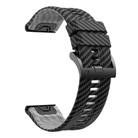 For Garmin Fenix 7 22mm Kalebol Two Color Carbon Fiber Print Silicone Watch Band(Black Grey) - 3