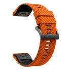 For Garmin Fenix 7X 26mm Kalebol Two Color Carbon Fiber Print Silicone Watch Band(Orange Black) - 3