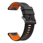 For Garmin Fenix 7X 26mm Kalebol Two Color Carbon Fiber Print Silicone Watch Band(Black Orange) - 3