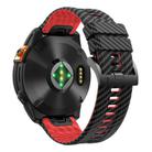 For Garmin Fenix 7X 26mm Kalebol Two Color Carbon Fiber Print Silicone Watch Band(Black Red) - 2