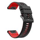 For Garmin Fenix 7X 26mm Kalebol Two Color Carbon Fiber Print Silicone Watch Band(Black Red) - 3