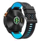 For Garmin Fenix 7X 26mm Kalebol Two Color Carbon Fiber Print Silicone Watch Band(Black Sky Blue) - 2