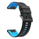 For Garmin Fenix 7X 26mm Kalebol Two Color Carbon Fiber Print Silicone Watch Band(Black Sky Blue) - 3