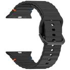 For Apple Watch 42mm / 41mm / 40mm / 38mm Kalebol Wavy Grain Stitched Silicone Watch Band(Black) - 2