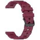 20mm Kalebol Solid Color Black Buckle Round Tail Silicone Watch Band(Wine Red) - 3