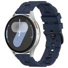 22mm Kalebol Solid Color Black Buckle Round Tail Silicone Watch Band(Navy Blue) - 1