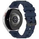 22mm Kalebol Solid Color Black Buckle Round Tail Silicone Watch Band(Navy Blue) - 2