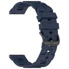 22mm Kalebol Solid Color Black Buckle Round Tail Silicone Watch Band(Navy Blue) - 3