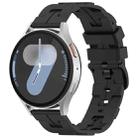 22mm Kalebol Solid Color Black Buckle Round Tail Silicone Watch Band(Black) - 1