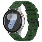 22mm Kalebol Solid Color Black Buckle Round Tail Silicone Watch Band(Army Green) - 1
