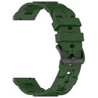22mm Kalebol Solid Color Black Buckle Round Tail Silicone Watch Band(Army Green) - 3