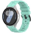 22mm Kalebol Solid Color Black Buckle Round Tail Silicone Watch Band(Teal) - 1