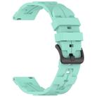 22mm Kalebol Solid Color Black Buckle Round Tail Silicone Watch Band(Teal) - 3