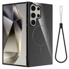 For Samsung Galaxy S23 Ultra 5G Glossy TPU Shockproof MagSafe Phone Case with Lanyard(Black) - 1