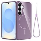 For Samsung Galaxy S24 FE 5G Glossy TPU Shockproof MagSafe Phone Case with Lanyard(Purple) - 1