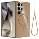 For Samsung Galaxy S24 Ultra 5G Glossy TPU Shockproof MagSafe Phone Case with Lanyard(Gold) - 1