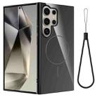 For Samsung Galaxy S24 Ultra 5G Glossy TPU Shockproof MagSafe Phone Case with Lanyard(Black) - 1