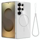 For Samsung Galaxy S25 Ultra 5G Glossy TPU Shockproof MagSafe Phone Case with Lanyard(White) - 1