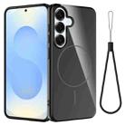 For Samsung Galaxy S25 5G Glossy TPU Shockproof MagSafe Phone Case with Lanyard(Black) - 1