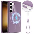 For Samsung Galaxy S23 5G Glossy TPU Shockproof MagSafe Phone Case with Lanyard(Purple) - 1