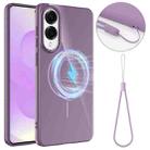 For Samsung Galaxy S25 Edge 5G Glossy TPU Shockproof MagSafe Phone Case with Lanyard(Purple) - 1