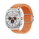 For Samsung Galaxy Watch Ultra 47mm Kalebol Braided Loop Magnetic Silver Buckle Watch Band(Orange) - 1