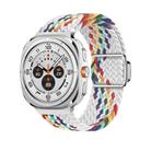 For Samsung Galaxy Watch Ultra 47mm Kalebol Braided Loop Magnetic Silver Buckle Watch Band(White Rainbow) - 1