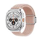 For Samsung Galaxy Watch Ultra 47mm Kalebol Braided Loop Magnetic Silver Buckle Watch Band(Pink Sand) - 1