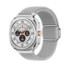 For Samsung Galaxy Watch Ultra 47mm Kalebol Braided Loop Magnetic Silver Buckle Watch Band(Light Grey) - 1