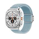 For Samsung Galaxy Watch Ultra 47mm Kalebol Braided Loop Magnetic Silver Buckle Watch Band(Cyan-blue) - 1