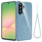 For Samsung Galaxy A16 4G / 5G Glossy TPU Shockproof MagSafe Phone Case with Lanyard(Blue) - 1