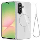For Samsung Galaxy A36 5G Glossy TPU Shockproof MagSafe Phone Case with Lanyard(White) - 1