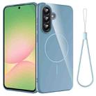 For Samsung Galaxy A55 5G Glossy TPU Shockproof MagSafe Phone Case with Lanyard(Blue) - 1