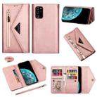 For Samsung Galaxy Note20 Skin Feel Zipper Horizontal Flip Leather Case with Holder & Card Slots & Photo Frame & Lanyard & Long Rope(Rose Gold) - 1