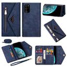 For Samsung Galaxy Note20 Ultra Skin Feel Zipper Horizontal Flip Leather Case with Holder & Card Slots & Photo Frame & Lanyard & Long Rope(Blue) - 1