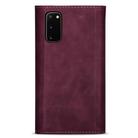 For Samsung Galaxy S20 Skin Feel Zipper Horizontal Flip Leather Case with Holder & Card Slots & Photo Frame & Lanyard & Long Rope(Wine Red) - 3