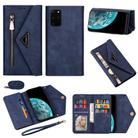 For Samsung Galaxy S20+ Skin Feel Zipper Horizontal Flip Leather Case with Holder & Card Slots & Photo Frame & Lanyard & Long Rope(Blue) - 1