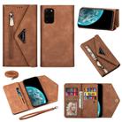 For Samsung Galaxy S20+ Skin Feel Zipper Horizontal Flip Leather Case with Holder & Card Slots & Photo Frame & Lanyard & Long Rope(Brown) - 1
