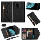 For Samsung Galaxy S20 Ultra Skin Feel Zipper Horizontal Flip Leather Case with Holder & Card Slots & Photo Frame & Lanyard & Long Rope(Black) - 1