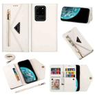 For Samsung Galaxy S20 Ultra Skin Feel Zipper Horizontal Flip Leather Case with Holder & Card Slots & Photo Frame & Lanyard & Long Rope(White) - 1