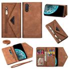 For Samsung Galaxy Note10 Skin Feel Zipper Horizontal Flip Leather Case with Holder & Card Slots & Photo Frame & Lanyard & Long Rope(Brown) - 1