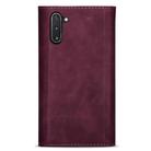 For Samsung Galaxy Note10 Skin Feel Zipper Horizontal Flip Leather Case with Holder & Card Slots & Photo Frame & Lanyard & Long Rope(Wine Red) - 3