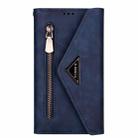 For Samsung Galaxy Note10+ Skin Feel Zipper Horizontal Flip Leather Case with Holder & Card Slots & Photo Frame & Lanyard & Long Rope(Blue) - 1