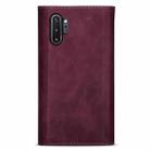 For Samsung Galaxy Note10+ Skin Feel Zipper Horizontal Flip Leather Case with Holder & Card Slots & Photo Frame & Lanyard & Long Rope(Wine Red) - 3