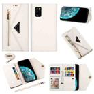 For Samsung Galaxy A41 Skin Feel Zipper Horizontal Flip Leather Case with Holder & Card Slots & Photo Frame & Lanyard & Long Rope(White) - 1